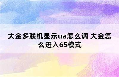 大金多联机显示ua怎么调 大金怎么进入65模式